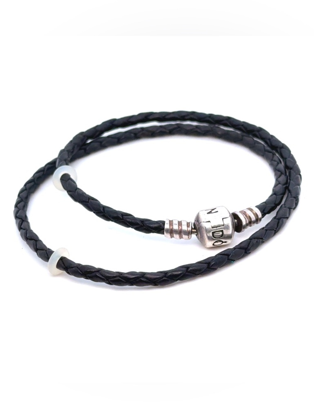 Pandora Black Braided Leather Double Wrap Bracelet